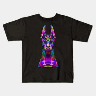 Doberman Pinscher Rainbow Low Poly Art Kids T-Shirt